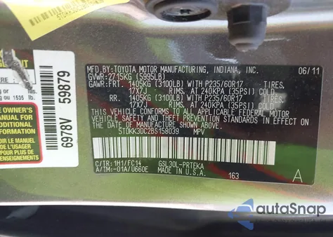 2011 Toyota Sienna Le V6 z USA, uszkodzony, nr VIN 5TDKK3DC2BS158039